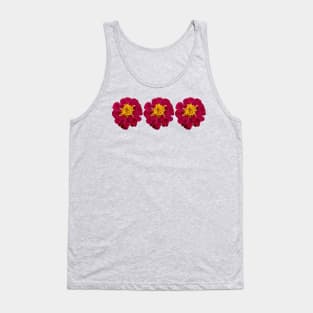 Three Red Marigold Flowers Floral Photo Tank Top